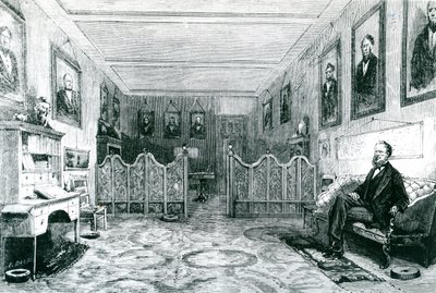 Brigham Young (1801-77), a mormonok főpapja tanulmányában, illusztráció a Le Monde Illustre-ből, 1871-ben megjelent alkotó: Leo after Nye